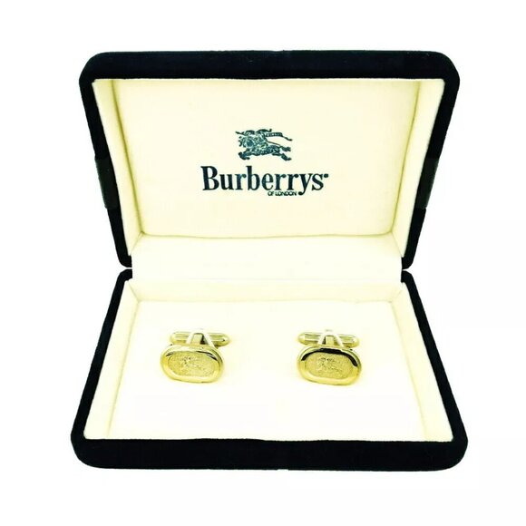 BURBERRY Cuffs Horse Mark Gold Gold Bracket Authentic USED T20237 - Picture 1 of 7